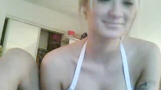 Blonde with Big Fake Tits on Webcam