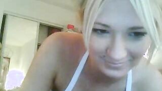 Blonde with Big Fake Tits on Webcam